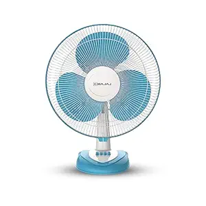 mos bajaj frore neo table fan 400 mm | table fans for home & office | aerodynamically balanced blades | 100% copper motor | high air delivery | 3 speed control | 2 yr warranty 【blue】