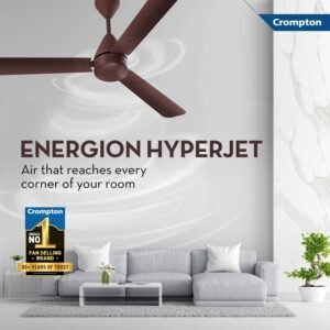 crompton energion hyperjet 1200mm bldc ceiling fan | point anywhere remote control | bee 5 star rated energy efficient | superior air delivery | anti rust | 2 year manufacturer warranty