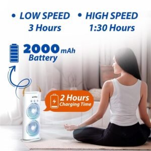 mos artifax double mist fan art bm 2 | rechargeable | rgb led | dual 90° rotation | triple spray with ice tank | 3 speed | usb powered | compact & portable for home, office, outdoor | 1 year warranty